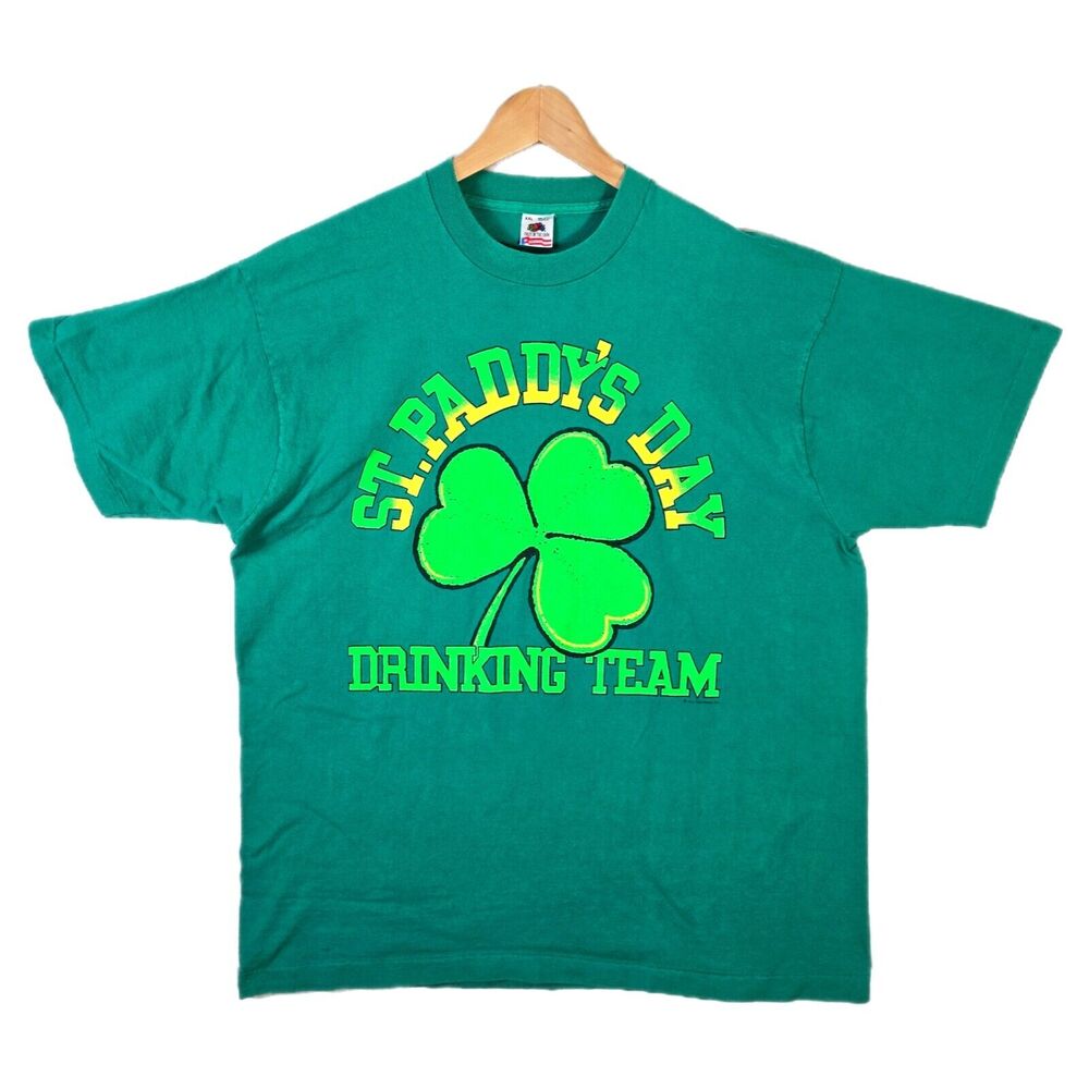 Vtg St Paddy's Day Drinking Team Single Stitch T-Shirt XXL USA Made St Patricks